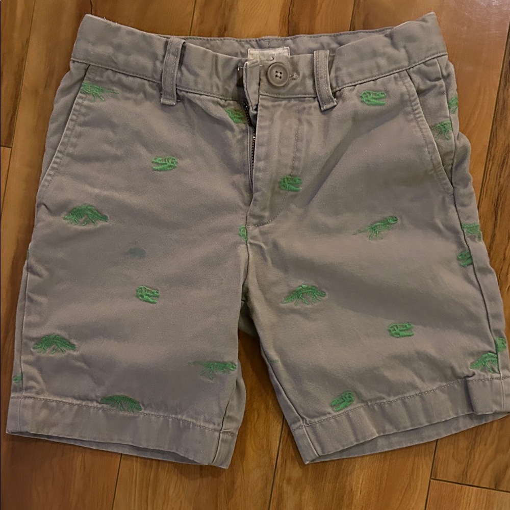 Crewcuts Gray Shorts with Green Embroidery